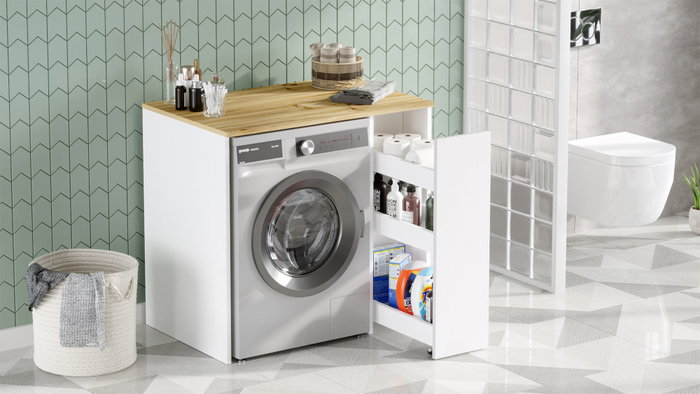 Hanah Home Sa1-Wk Armario de Baño, 93.5cm Ancho, 88.3cm Alto, 60cm Fondo, Nogal y Blanco, Tablero de Partículas Melamina